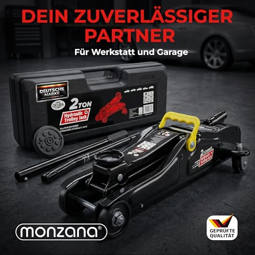 DEUBA® hydraulischer Wagenheber 2 Tonnen Flache Hubhöhe 85-330mm inkl. Koffer inkl. Gummiauflage...