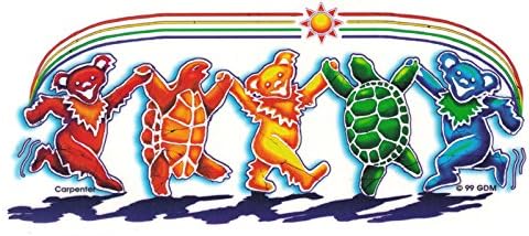 Grateful Dead Rainbow Critters (Dancing Bears & Terrapins) - Window Sticker/Decal (7" X 3")