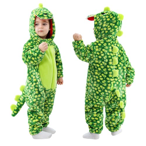 Toddler Dinosaur Costume, Baby Hooded Animal Romper Jumpsuit for Dress Up