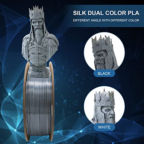 Image of YOUSU Black White PLA Filament Coextrusion, PLA Filament Multicolor, 3D Printer Filament 1kg, Color Change Filament.