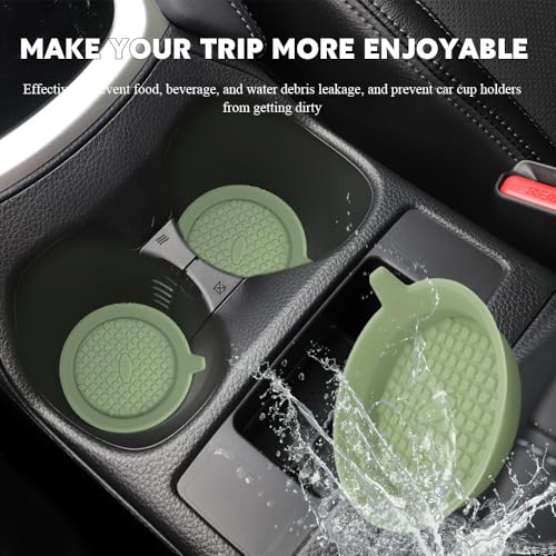 Juego 2 posavasos silicona para auto color verde claro miniatura 5