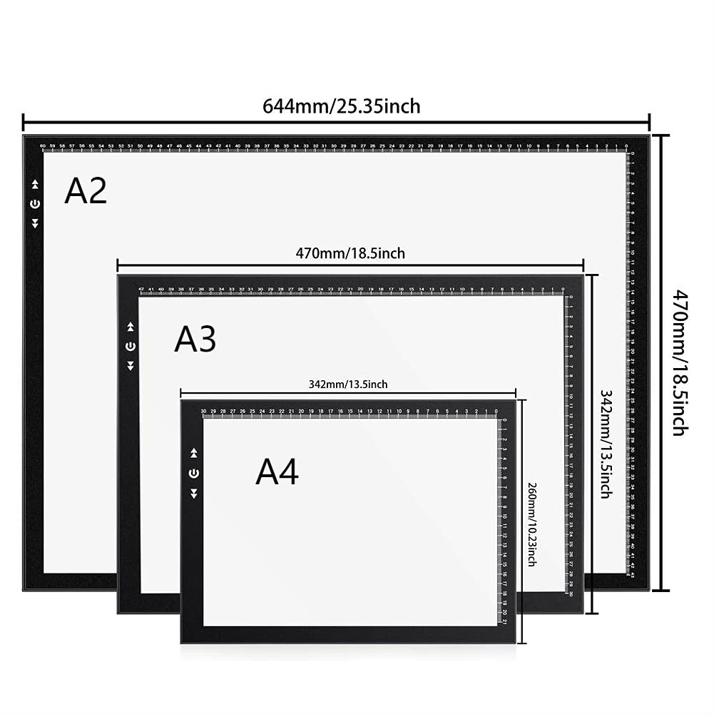 HSK A2 Light Box Light Pad Aluminium Frame Super Thin 6.5mm/0.26inches Touch Dimmer 20W Super Bright LED 12V 2A Adapter…