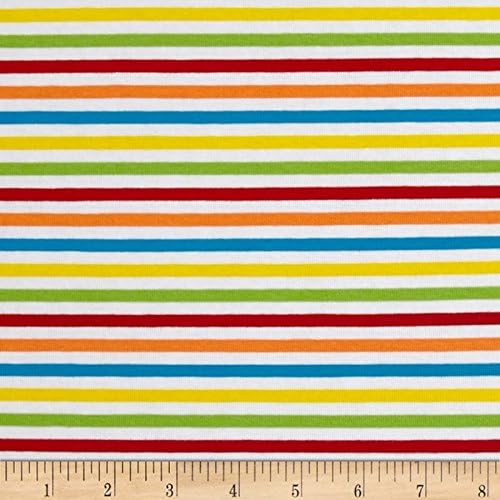 Rainbow Stripe Stretch Cotton Jersey Knit Fabric