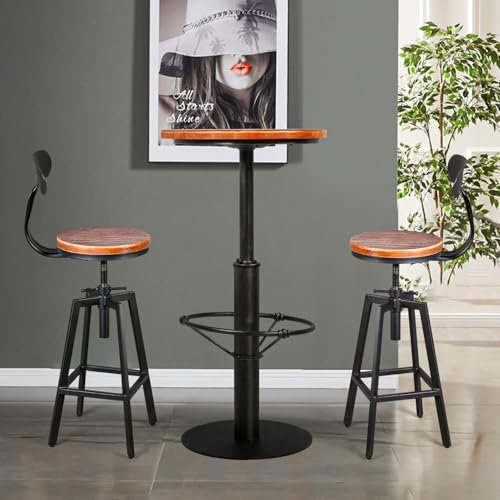 BOKKOLIK 42" Vintage Bar Table & 2 Adjustable Stools