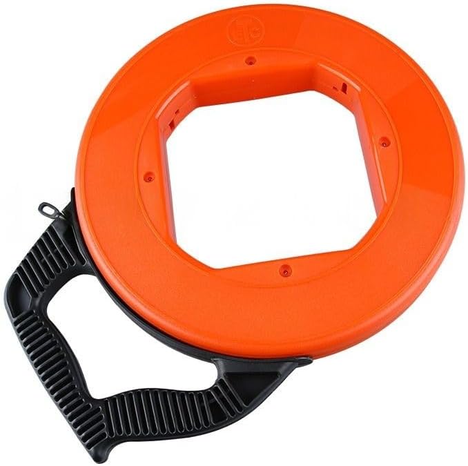 Fish Tape, 160ft, 1/8-inch, Electrical Fish Tape Steel Wire Puller with Double Loop Tip Reinforced Handle, Easy-to-Use Cable Puller Tool, Flexible Wire Fishing Tools for Electrical Conduit & Walls 50M