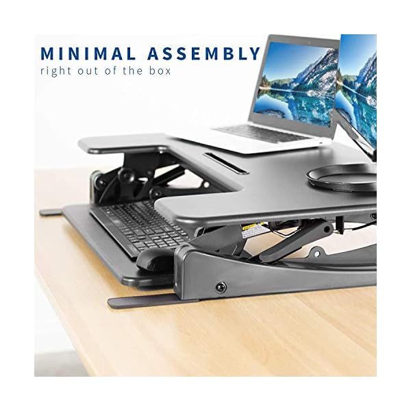 VIVO Black Height Adjustable 36 inch Stand up Desk Converter Quick Sit to Stand Tabletop Dual Monitor Riser, DESK-V000V - Image 7