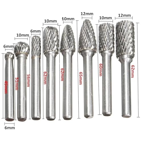 Set de 8 fresas rotativas de carburo tungsteno miniatura 2