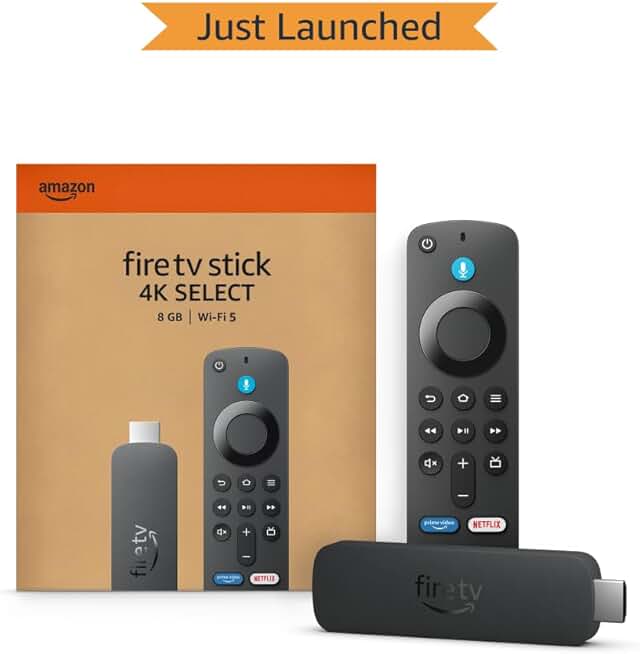 Amazon Fire TV Stick 4K Select (newest model), start streaming in 4K, Alexa voice search, stream lakhs of movies & episodes, free and live TV