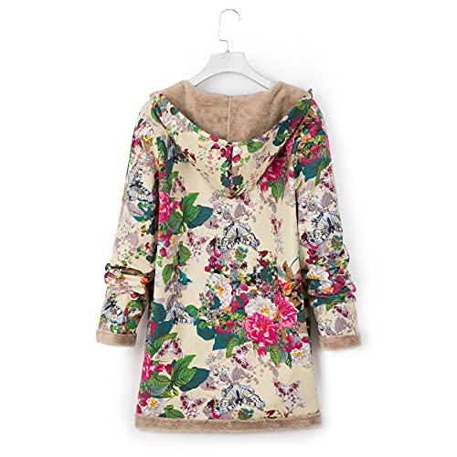 Abrigo con capucha con cremallera chaqueta floral étnica mujer cortavientos ligero 2