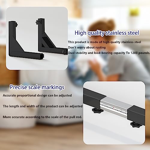 Image of All Steel Mobile Base Heavy Duty Furniture Dolly Adjustable Mini Fridge Stand Washing Machine Stand Furniture Dolly for Washer, Refrigerator and Dryer(Black)