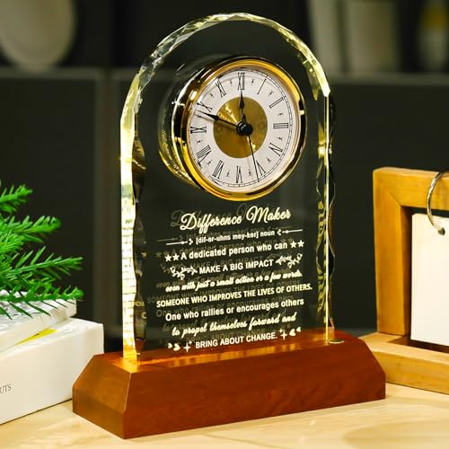 Image of Ornalrist Difference Maker Gifts for Women Men Clock with Wooden Light Base