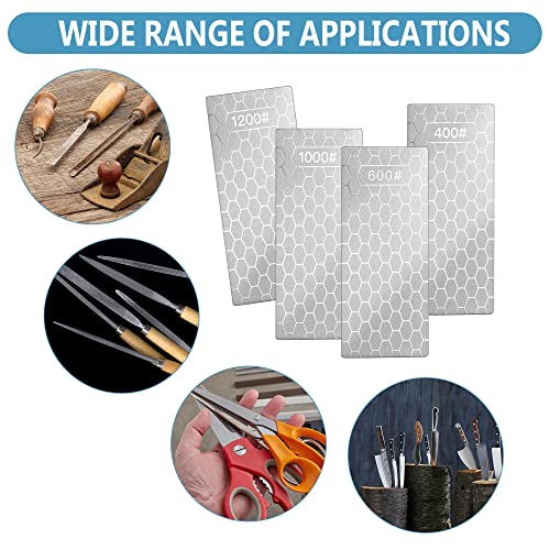 4 Pieces Diamond Sharpening Stone, Diamond Plate Honing Stone With Anti-Slip Base, Diamond Knives Sharpeners For Kitchen Sharpening Dull, Blunt Or Tired Edges, 5.94 X 2.44 In (400/600/1000/1200 Grit) #TOP5
