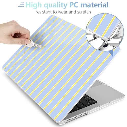 Image of MEEgoodo Case for MacBook Pro 16 inch 2026 2024 2023 2021,Laptop Shell Compatible with M5 M4 M3 M2 M1 Pro /Max Chip,Fit Model A3429 /A3428 /A3403 /A3186 /A2991 /A2780 /A2485,Yellow&White Stripes