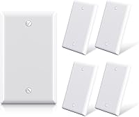 ELEGRP 1-Gang Blank Wall Plates, Unbreakable Polycarbonate 5-Pack Glossy White - UL Listed Covers for Unused Outlets & Switches