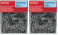 Herlitz 8859100 Büroklammer Brief-, Aktenklammer 32mm verzinkt 1.000er Transparentbox (1, 32mm) (Packung mit 2) – Ansicht 1