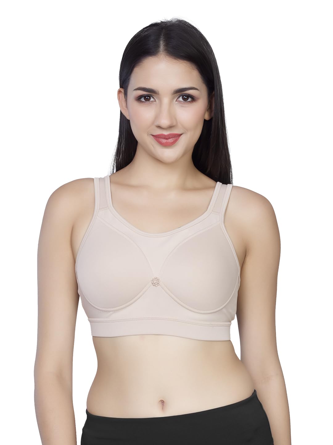 Sonari Women’s Thick Padded High Impact Sports Bra | Wire-free, full coverage, soft polyester spandex bra | Wide shoulder straps, hook and eye closure for secure support – Precise Nude Sonari Women’s Thick Padded High Impact Sports Bra | Wire-free, full coverage, soft polyester spandex bra | Wide shoulder straps, hook and eye closure for secure support – Precise Nude