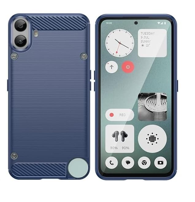 Image of NPRC Hybrid Ultra Slim Protective Case TPU Non-Slip Carbon Fiber Texture Shockproof Case Cover for CMF Phone 1 - Blue