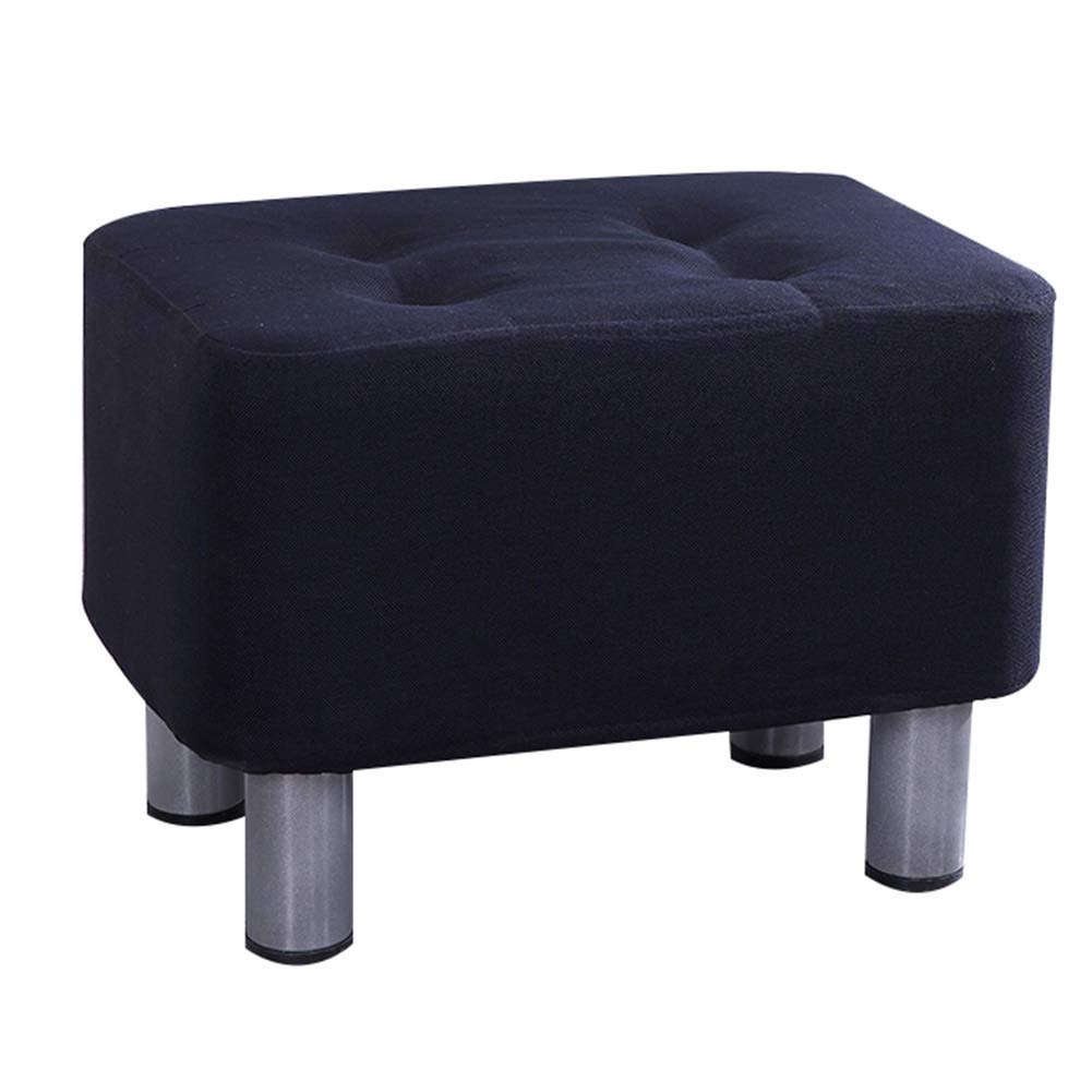 Tabouret de pied ottoman en tissu rembourré noir 40x28 cm