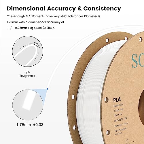 Image of Sovol PLA 3D Printer Filament 2kg (4.4 lbs) Spool Printing Materials, Wiring Tightness, Dimensional Accuracy + /- 0.03 mm, 1.75 mm, Black+White