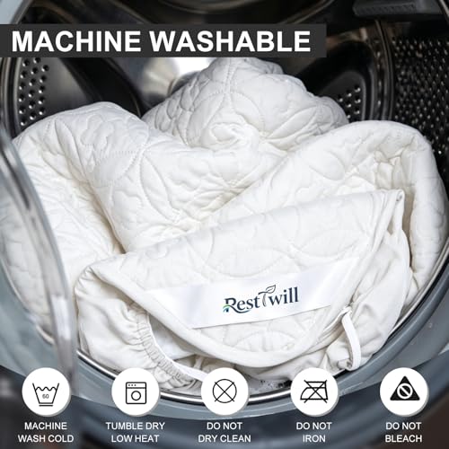 RestTwill Waterproof Mattress Protector King, Noiseless Mattress Pad | Washable Soft Breathable Fabric Bed Cover with Deep Pocket Up to 21”for Home, Hotel - image 7