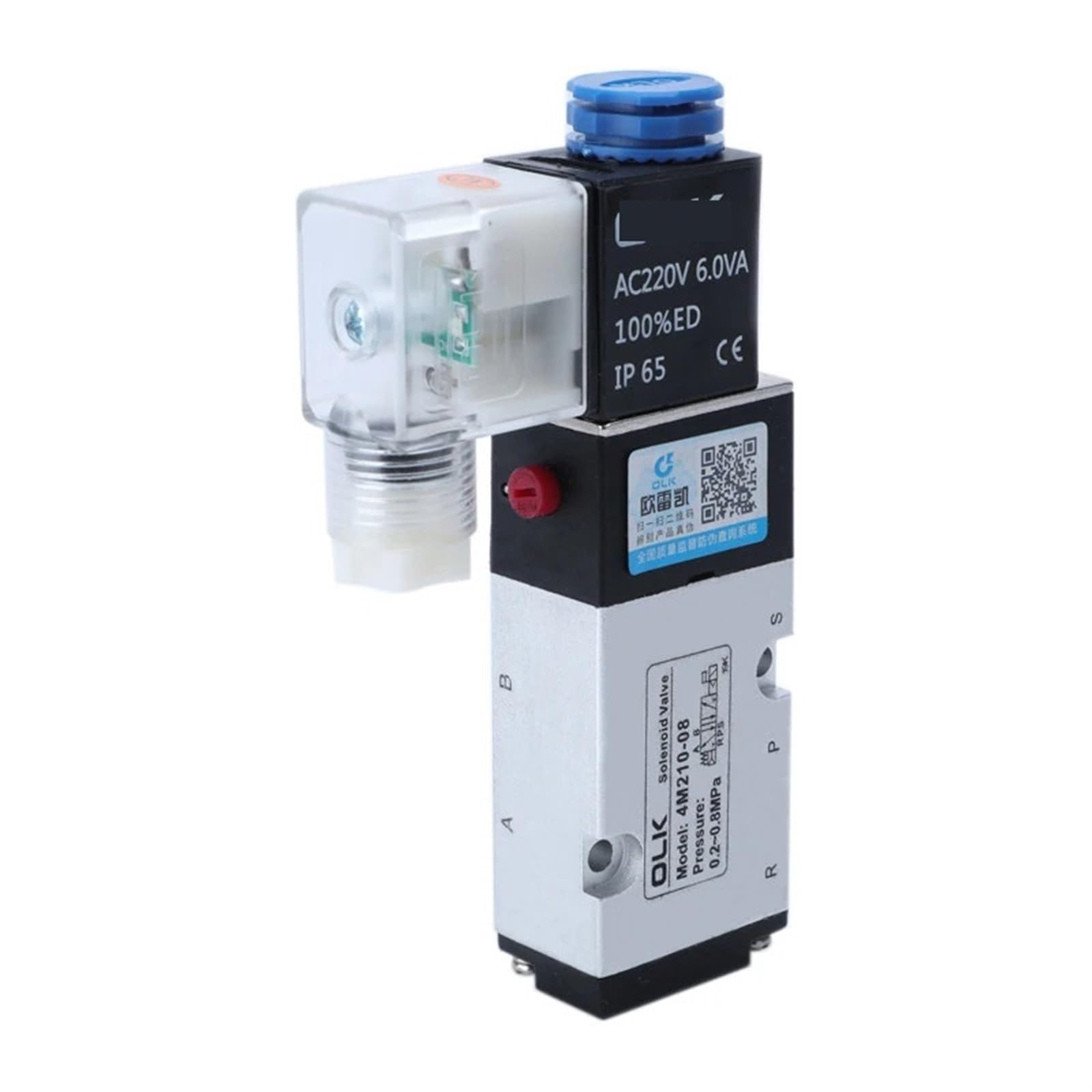 Électrovanne 4M210-08 AC220V : commutation rapide 2 positions pour commande d'air