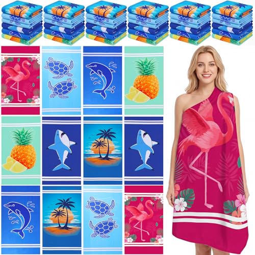 Mindsoft 6 Pcs 30"x 60" Beach Towel Yoga Towel Quick Dry Soft Microfiber Sand Free Oversized Lightweight Cute Beach Towels Bulk for Bath Camping Travel Pool Party Teacher Appreciation Gift by Mindsoft - Used condition - US$29.25