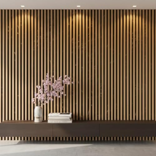 Image of Self-Adhesive Wallpaper for Home Decoration | Black & Gold Marble Texture Wall Sticker | Waterproof PVC Louvers Style,Wallpaper for Hotel /Living Room /Bedroom & Cafe Walls (45x300cm, Wood F)