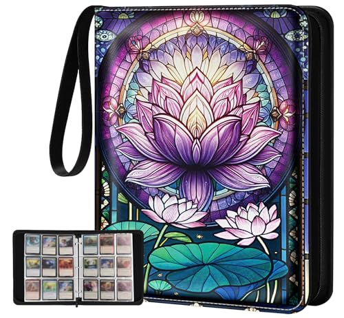 Image of for 9 Pocket Card Binder for MTG, TCG, Game Cards Holds 900 Cards - Large Capacity Trading Card Collection Album Folder with Zipper for Men Boys Teens Flower Design for Sports Card