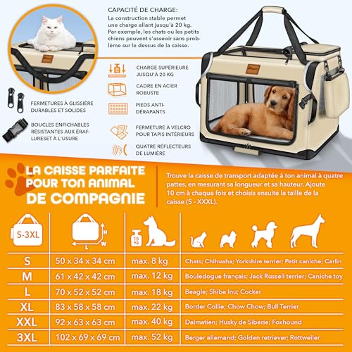 Sac de transport TRESKO robuste pliable taille M beige avec réflecteurs - 6
