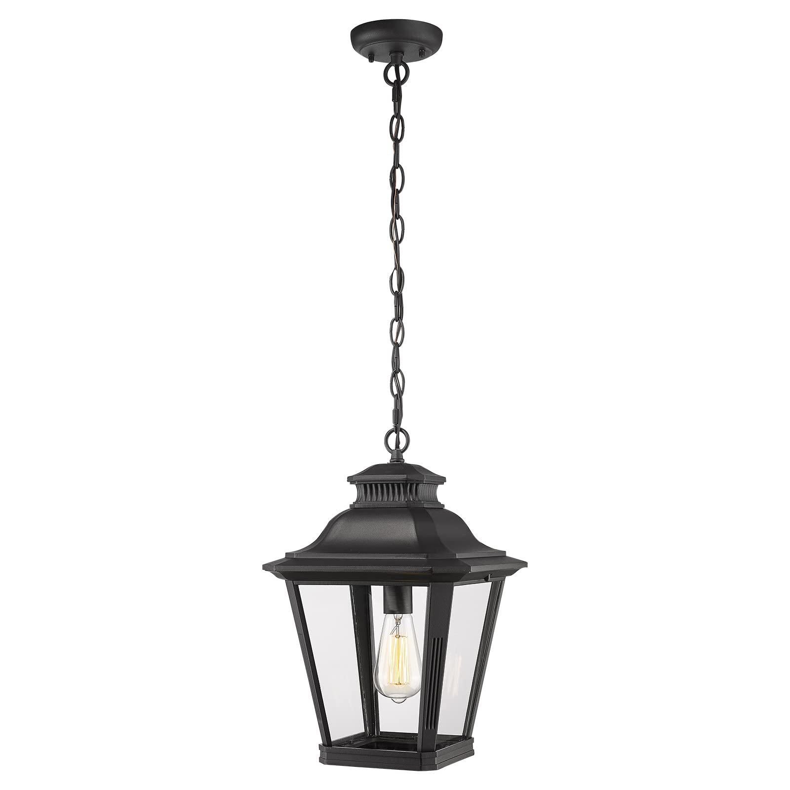 Darkaway 17inch Outdoor Pendant Light for Porch, Large Hanging Porch Light Outdoor Chandelier Ceiling Mount Pendant Lights Aluminum with Clear Glass for Porch Patio Entrance Foyer Entryway