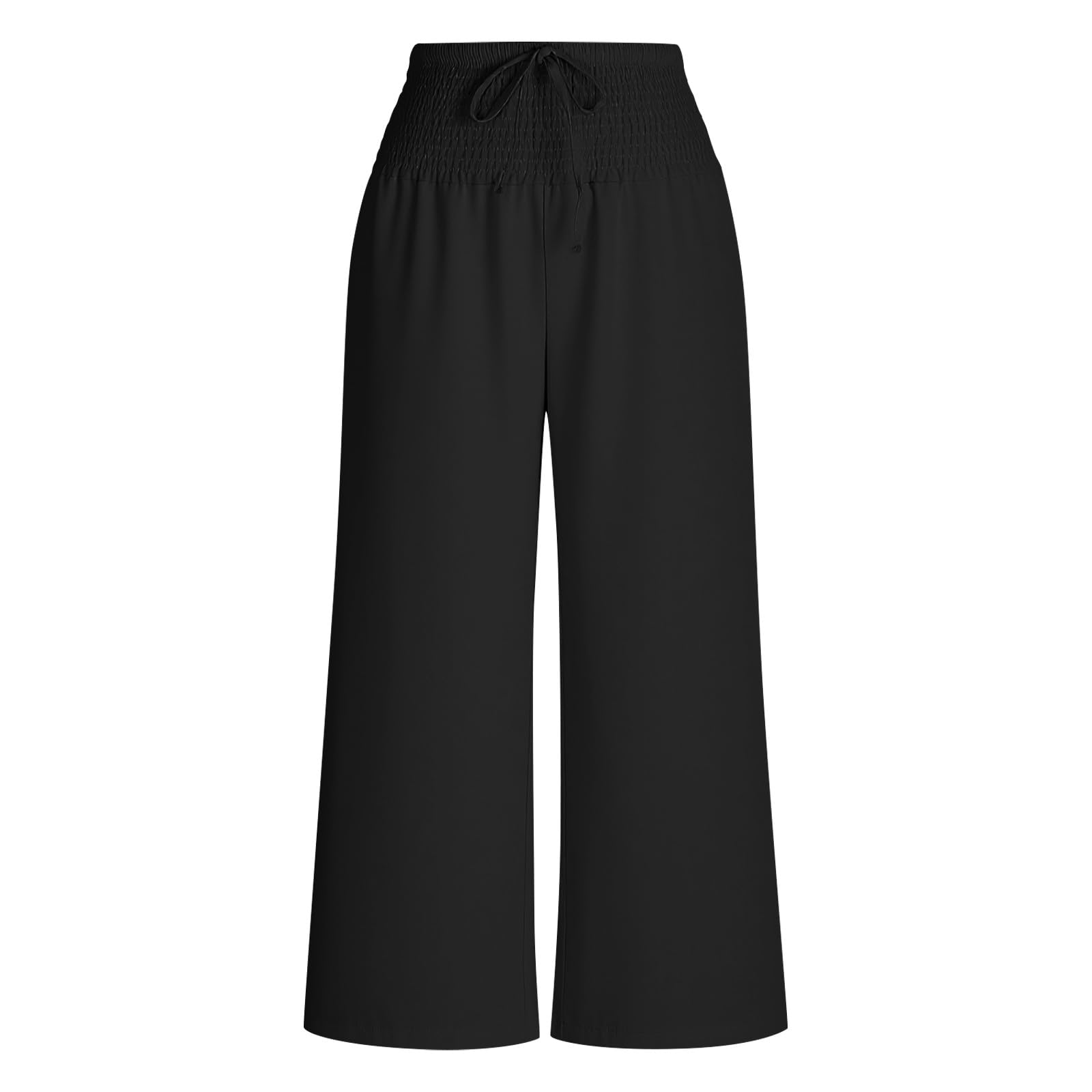 Linen Pants Women 2026 Summer Wide Leg Palazzo Pants High Waist Travel Flowy Trousers with Pockets Vacation Clothes — view 4