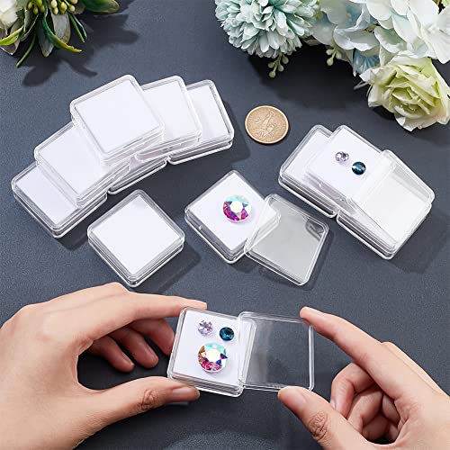 Nbeads 12 Pcs Gemstone Display Box, 1.6X1.6X0.6 Transparent Acrylic Square Jewelry Display Container Diamond Storage Box With Clear Top Lids And White Sponge For Bare Stone Naked Diamond thumb #2