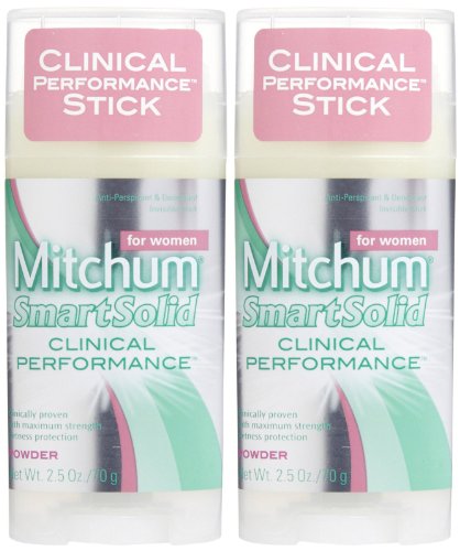 Mitchum Women Smart Solid Clinical Performance Antiperspirant & Deodorant, Powder - 2.5 oz - 2 pk