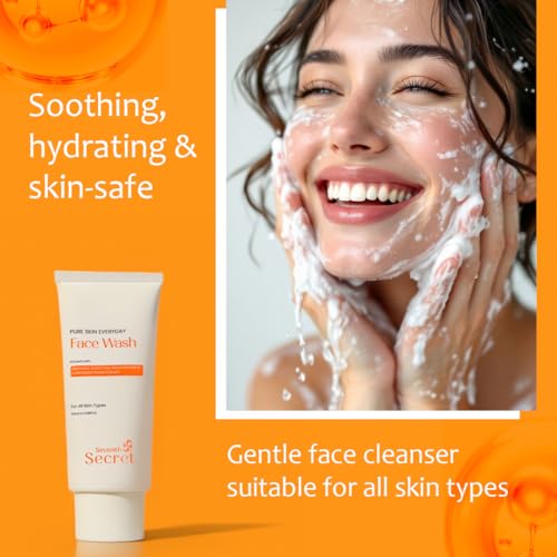 Image of Niacinamide & Aloe Vera Face Wash for Glowing Skin with Calendula Flowers Extract and Green Tea, 100ml - Oil Control and Dark Spot Reduction Cleanser for All Skin Types (Seventh Secret)