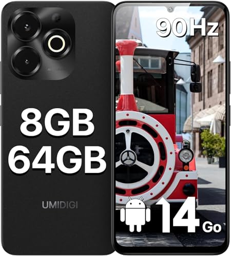 UMIDIGI G9X Mobile Phones, 6.75 HD+90Hz Phone Unlocked, Android 14, Octa-Core 8GB+64GB/2TB TF,5000mAh,13MP AI Camera,Dual Sim 4G Phone, Smartphone Android,FM Radio,Face ID,Fingerprint,GPS,OTG, Black