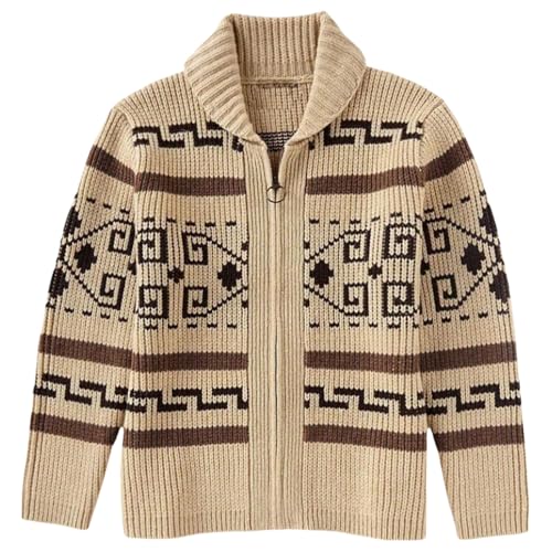Mens Zip Up Sweater Grandpa Cardigan Shawl Collar Cable Knit Christmas Ugly Jacquard Cardigan Sweaters for Men3
