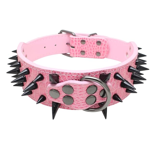 haoyueer Collar de perro con tachuelas afiladas de 5 cm de ancho