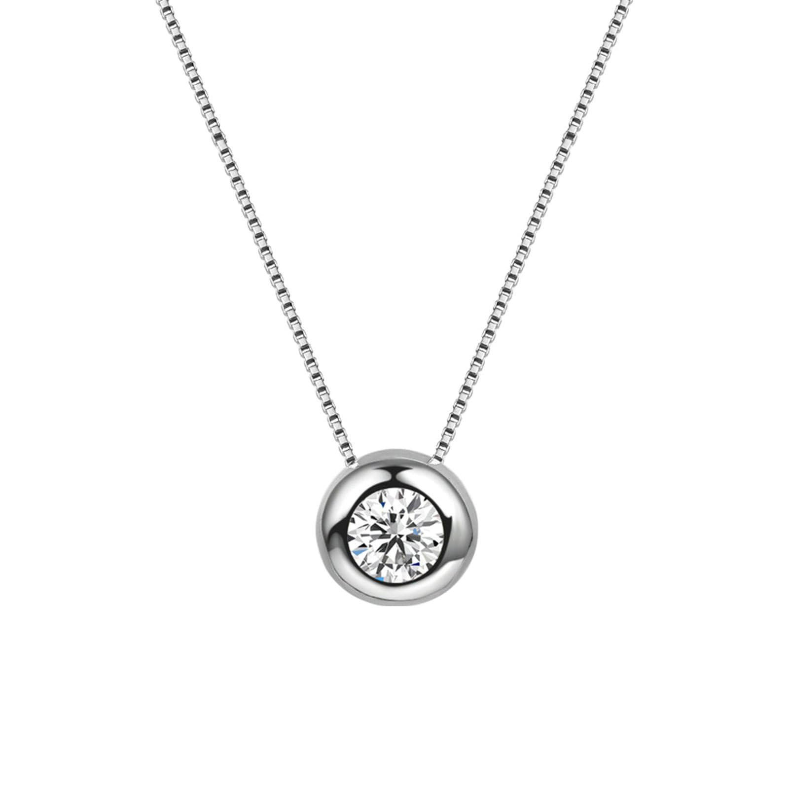 Collana con Ciondolo Donna in Argento Sterling 925 Argento Collana Pendente Rotondo Zirconia Cubica