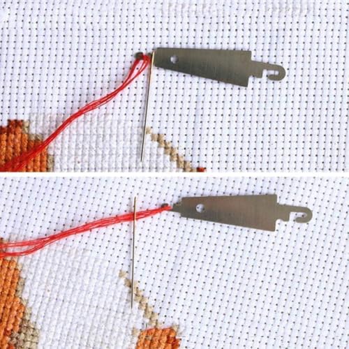 10 Stück Edelstahl-Nadeleinfädler, Stickerei, Kreuzstich, Nadeleinfädelwerkzeuge, DIY-Nähzubehör für Nadeln mit großem Öhr, Handarbeit, Stricken, Quilten, Nähwerkzeuge (Silber)