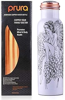 PRURA Copper Water Bottle A Leak Proof Ayurvedic Pure Copper Vessel (900ml/30oz, Design 6)