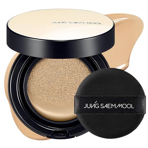 JUNG SAEM MOOL Essential Skin Nuder Cushion | Natural Finish, Buildable Coverage Cushion Foundation by Korean Makeup Artist (Refill Not Included, 0.49 Fl Oz, SPF 50), 23 Medium Deep