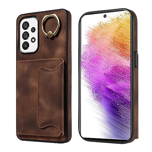 Coque arrière Samsung A73 5G étui portefeuille cuir PU antichoc avec support rotatif Kahvere