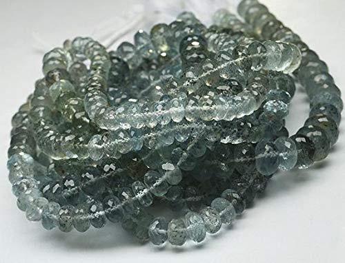 Moss aquamarine 5-7 mm perles rondelles facettées AAA pour création