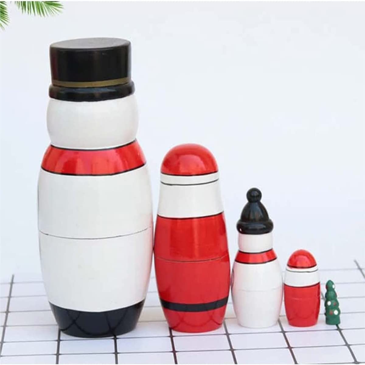 Matrioska 5 Pezzi Bellissime Bambole Russe Di Nidificazione In Legno Fatte A Mano Babbo Natale Pupazzo Neve Matrioska Regalo Giocattolo Impilabile