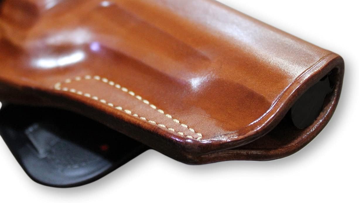 Masc OWB Leather Paddle Revolver Holster with Retention Strap, Fits Uberti 1875, Schofield No3 .38/45 5-inch, Right Hand Draw, Brown #5585#