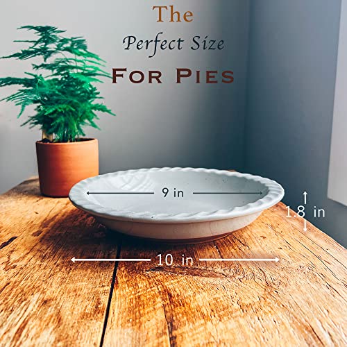 Mora Ceramic Classic 9 Inch Pie Pan Set Of 2 - Round Pie Plate For Baking Apple/Pumpkin Pies, Quiche, Rolls, Etc. Dishwasher And Oven Safe Dishes, Shallow Pans For Original Recipes - Earl Grey #TOP1