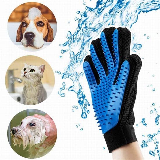 Image of Pet Hair Remover Glove - Gentle Pet Grooming Glove Brush - Deshedding Glove - Massage Mitt with Enhanced Five Finger Design - Perfect for Dogs & Cats with Long & Short Fur - 1 Pack (Right-Hand), Blue