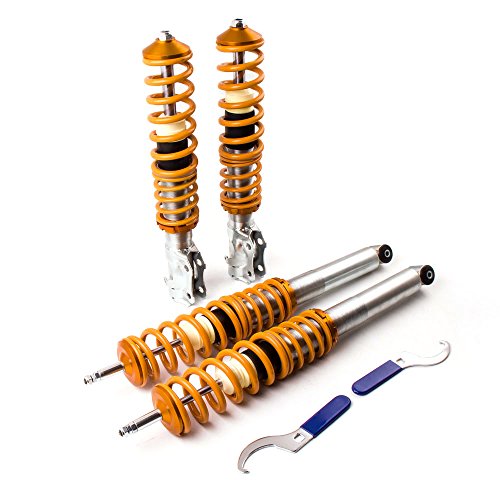 maXpeedingrods - maXpeedingrods 4 Lots de Coilover Combinés Filetés Kit de Ressorts Amortisseurs Suspension Hauteur Réglable pour VW Golf Mk2, Golf Mk3, Jetta Mk2, Jetta/Vento Mk3, Corrado 1989-1995, Toledo Mk1 Or