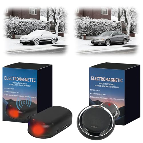 2PCS Anti Freeze Electromagnetic Car Snow Removal Device Cars Interference Antifreeze Instrument Wave Anti Freezing and Snow Remover Defroster Solar Powered Snow Melter Anti-Freeze Molecular