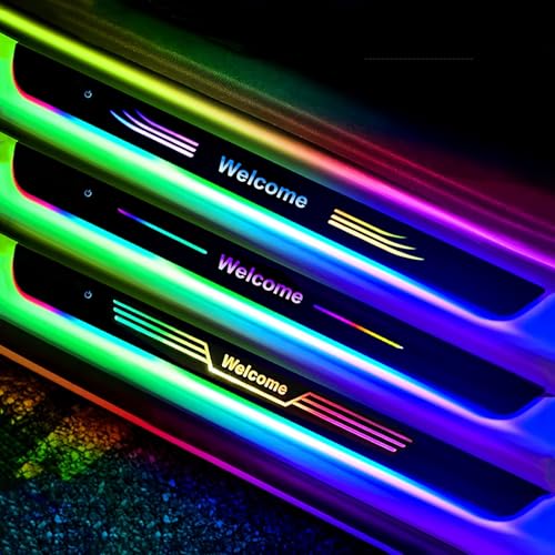 Customizable Car Door Sill Lights with Logo or Text Wireless Car Door Welcome Courtesy Lights Waterproof Car Threshold Light Auto-Sensing Multiple Modes USB Charging LED Car Doorsill Lights (C 2PCS)
